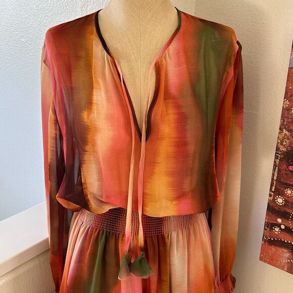 Misa Poppy Midi Ombre Dress Size L - Picture 4 of 11